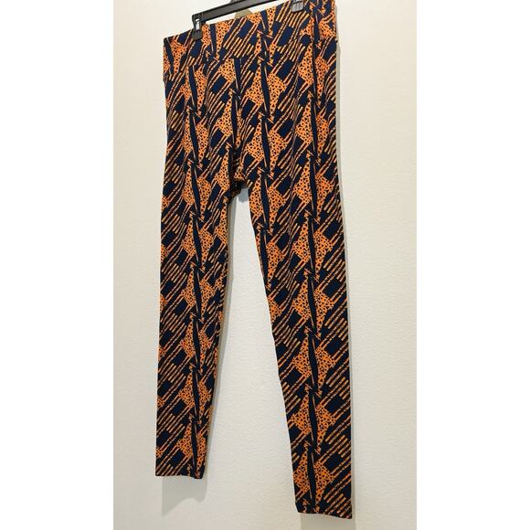 lulaRoe Giraffe Leggings Women’s One Size Tall And Curvy navy blue and orange - Picture 1 of 3
